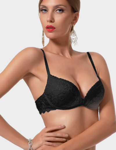 reggiseno pudh up senza ferretto pizzo nero intimo donna charme
